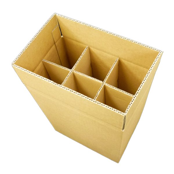 画像1: 送料無料・ワイン6本用ダンボール箱、仕切り板付 274×181×335mm 「20セット」適応瓶：約90φ×320Hまで