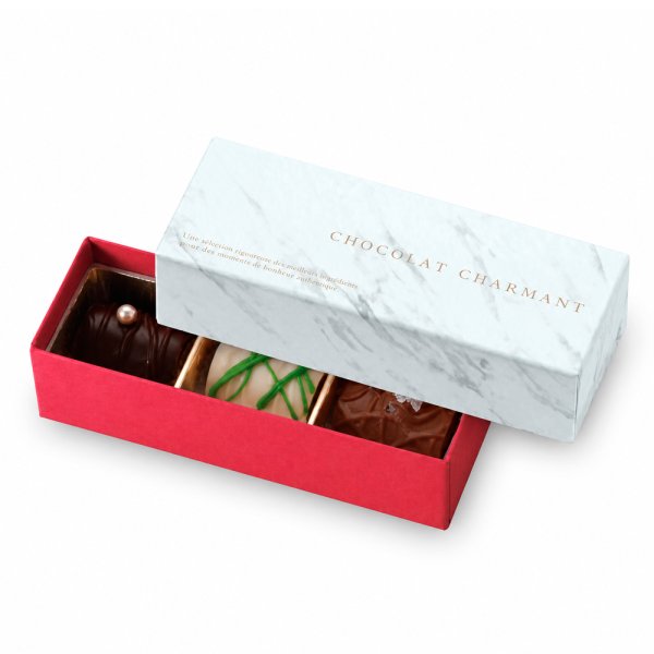 画像1: 送料無料・ギフト箱（洋菓子用）シャルマン 3個用 白 125×42×33mm「100枚」