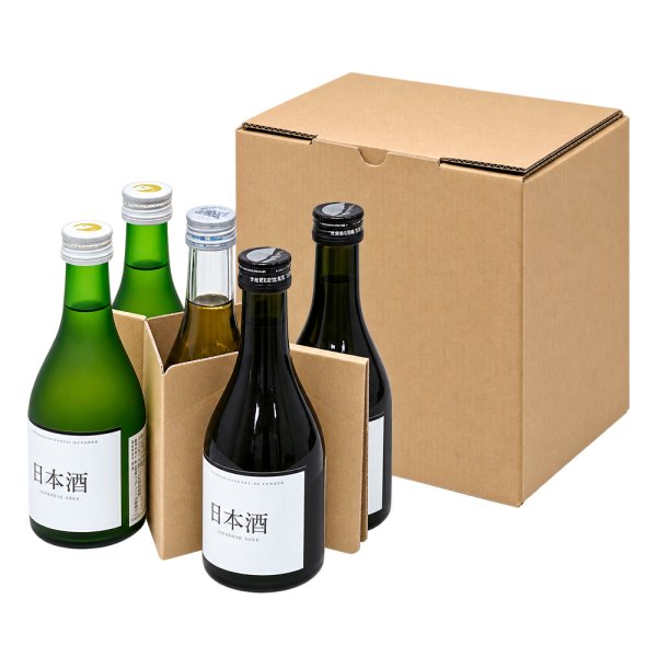 画像1: 送料無料・ギフト箱（酒用）300ml5本 クラフト 190×140×205mm「100枚」