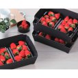 画像3: 送料無料・（フルーツ用）黒トレー 脚付き 上 260×190×80　底 218×145mm「400枚」 (3)