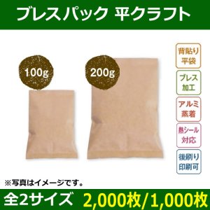 送料無料・ブレスパック平袋 コーヒー100g/200g用「2000枚/1000枚」