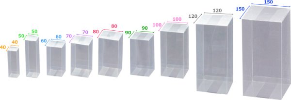 正方タイプ(OPNシリーズ)は40mm角から150mm角までご用意しております