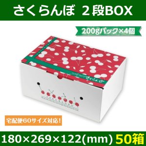 送料無料・さくらんぼ用箱 さくらんぼ 2段BOX 180×269×122(mm) 「50箱」