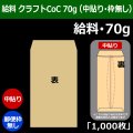 送料無料・給料 クラフト封筒 70 119×197+26mm「1000枚」中貼り・枠なし