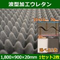 送料無料・プロファイルウレタン(波型加工) 1,800×900×30/20mm 「1セット」