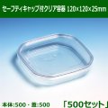 送料無料・セーフティキャップ付クリア容器 120×120×25mm「500セット(本体500、蓋500)」