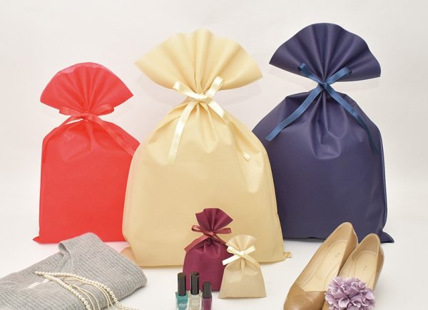 画像3: 送料無料・不織布製巾着(ベーシック)2穴リボン「50枚・450枚・2,000枚」全10種×全18色