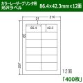 送料無料・カラーレーザープリンタ用光沢ラベル 86.4mm×42.3mm×12面 「400シート」