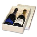 送料無料・シャンパン2本用箱「15箱」ファルカタ木材　適応瓶：約95φ×324Hまで