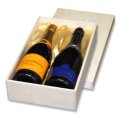 送料無料・シャンパン2本用布貼箱「15箱」ファルカタ木材　適応瓶：約88φ×330Hまで