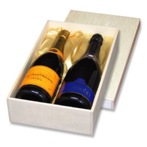 画像1: 送料無料・シャンパン2本用布貼箱「15箱」ファルカタ木材　適応瓶：約88φ×330Hまで