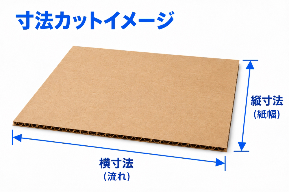 ダンボール板 寸法カットイメージ