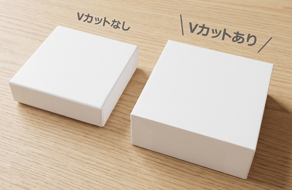 Vカット加工の貼箱比較