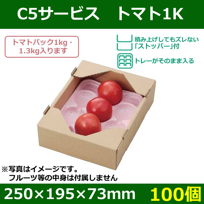 送料無料・トマト用ギフトボックス C5サービス トマト1K 250×195×73mm「100個」| 段ボール箱と梱包資材のIn The  Box（インザボックス）