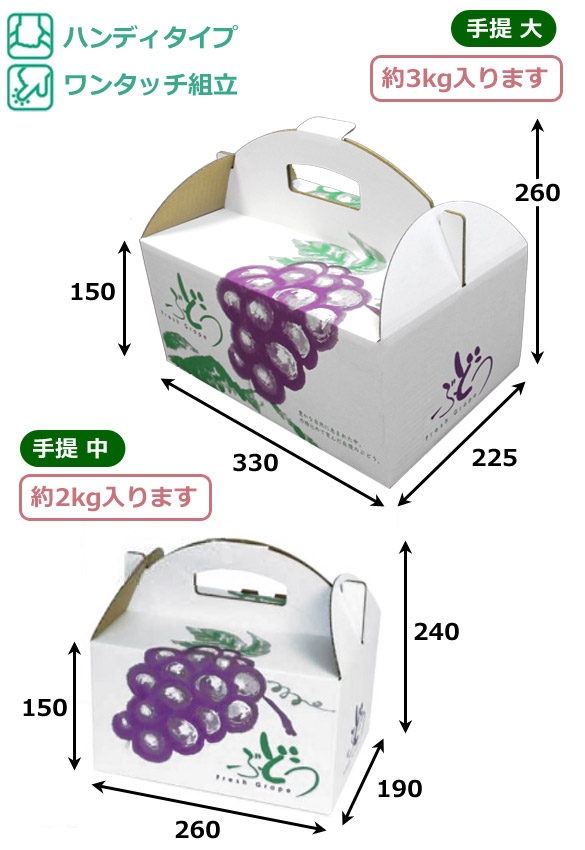 フルーツ用ギフトボックスぶどうの里手提