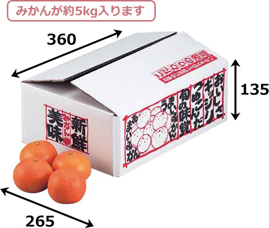 送料無料・みかん用宅配箱 新鮮みかん5kg 360×265×135mm「60個