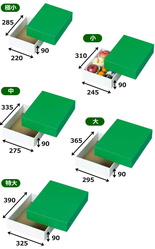フルーツ用ギフトボックスグリーンボックス