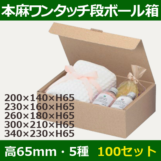 送料無料・ワンタッチ組立ダンボールギフト箱200×140×高65mm他全5サイズ「100枚」