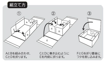 カラーダンボールギフト箱組み立て方