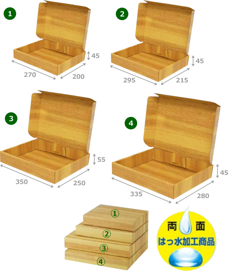 送料無料・食品用宅配箱 両面はっ水加工箱 全4サイズ「100個 ...