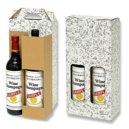 送料無料・ワイン2本手提箱窓付箱 「50箱」E段　適応瓶：約82φ×340Hまで