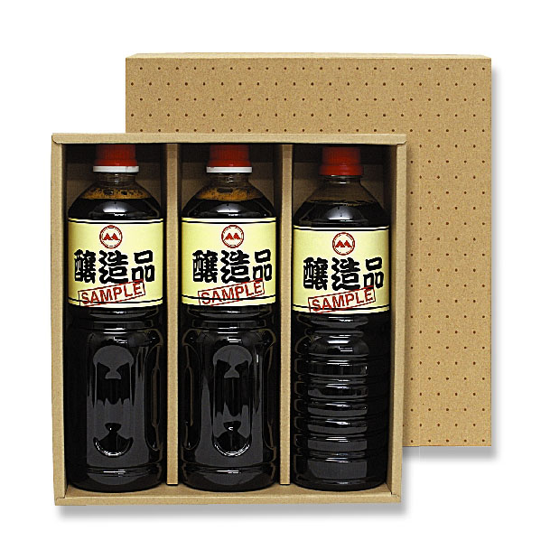 調味料ギフトボックス1 000ml ペット3本用箱 270 254 mm 50箱 適応瓶 約f 270hまで 代引き不可 段ボール箱と梱包資材のin The Box インザボックス