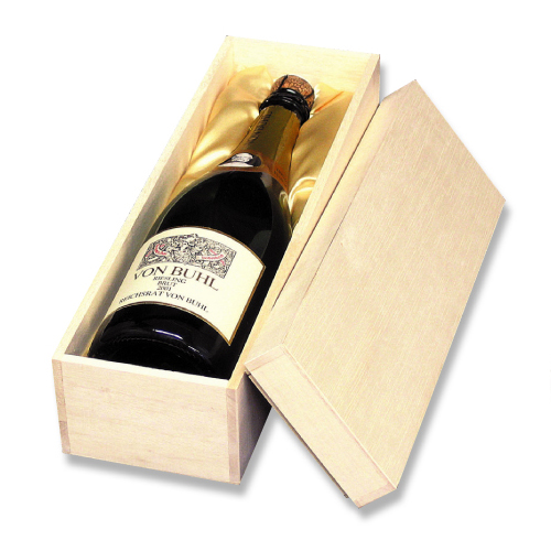 送料無料・シャンパン1本用布貼箱「30箱」ファルカタ木材　適応瓶：約88φ×330Hまで