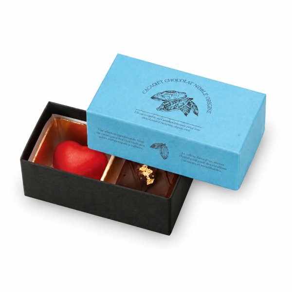 画像1: 送料無料・ギフト箱（洋菓子用）コロレ 2個用 ブルー 85×42×33mm「100枚」 (1)