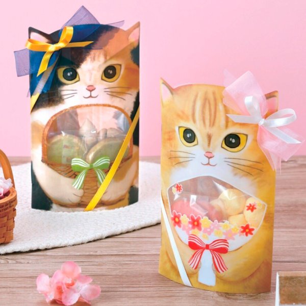 画像2: 送料無料・ガオークリアBOX ねこ 三毛 90×40×105mm「100枚」 (2)
