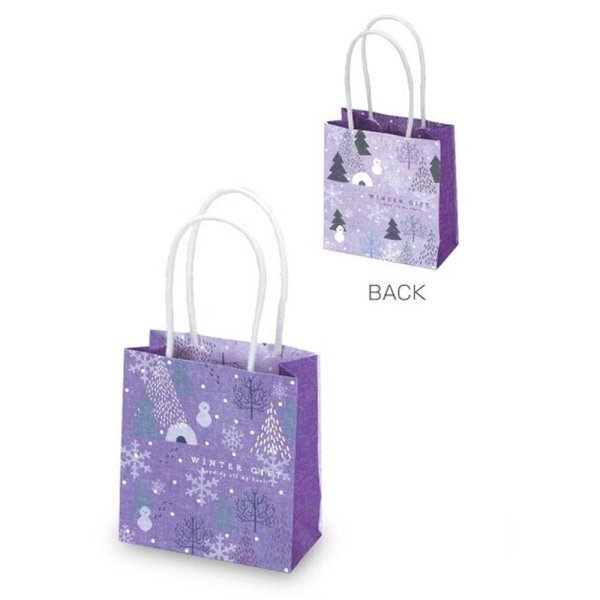 画像1: 送料無料・手提袋（菓子用）ミニバッグ ウィンター (1) 120×60×130mm「200枚」 (1)