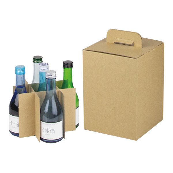 画像1: 送料無料・手提箱（酒用）300ml×5本宅配箱 170×170×233mm「100枚」 (1)
