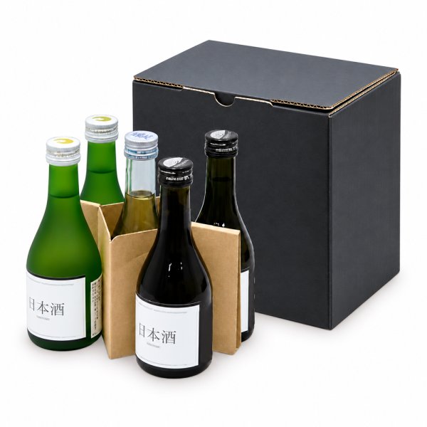 画像1: 送料無料・ギフト箱（酒用）300ml5本 黒 190×140×205mm「100枚」 (1)