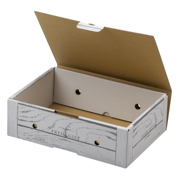 画像2: 送料無料・ギフト箱（フルーツ用）フレッシュギフト 白木目 240×173×75mm「100枚」 (2)