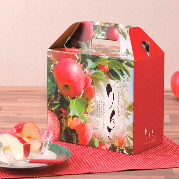 画像2: 送料無料・りんご4個手提箱 220×120×195mm「100枚」 (2)