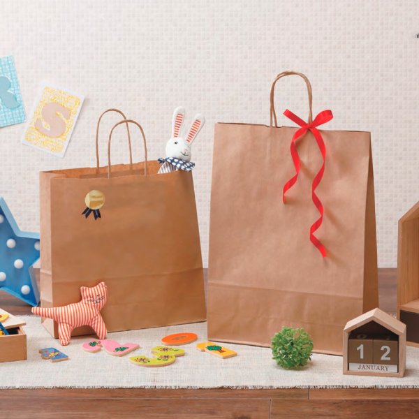 画像3: 送料無料・手提袋茶無地 320×115×320mmほか「50枚から」 (3)