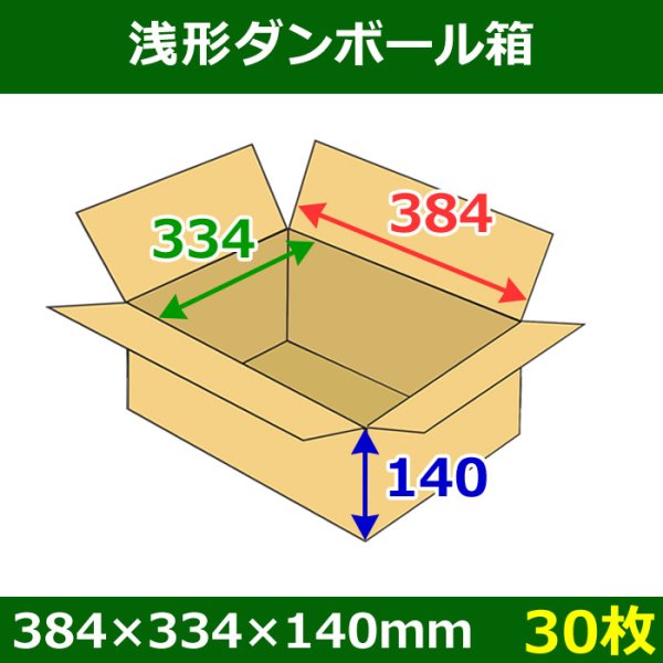 画像1: 送料無料・浅形ダンボール箱　384×334×140mm （100サイズ対応） 「30枚1セット」 (1)
