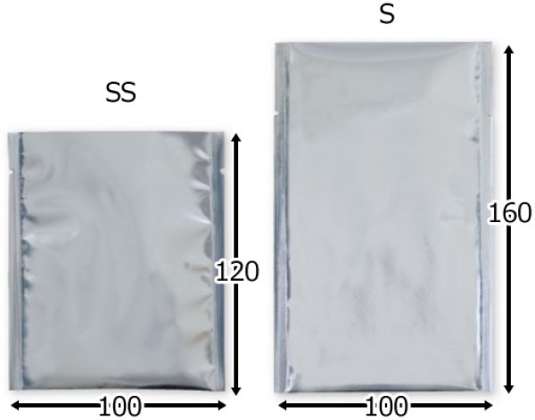 画像2: 送料無料・袋(コーヒー用)半折アルミ蒸着袋 SS/S 100×120mmほか「1000枚」 (2)