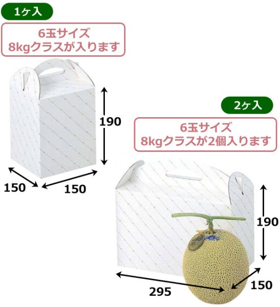 画像2: 送料無料・手提箱 金線メロン 1ヶ入/2ヶ入 150×150×190mmほか「50枚・100枚」 (2)