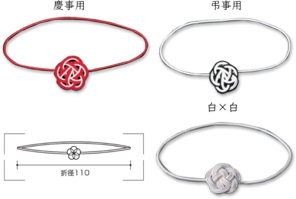 画像2: 送料無料・副資材(酒用)梅飾り水引 慶事/弔事用 110/360mm 水引付きゴム「100個」 (2)