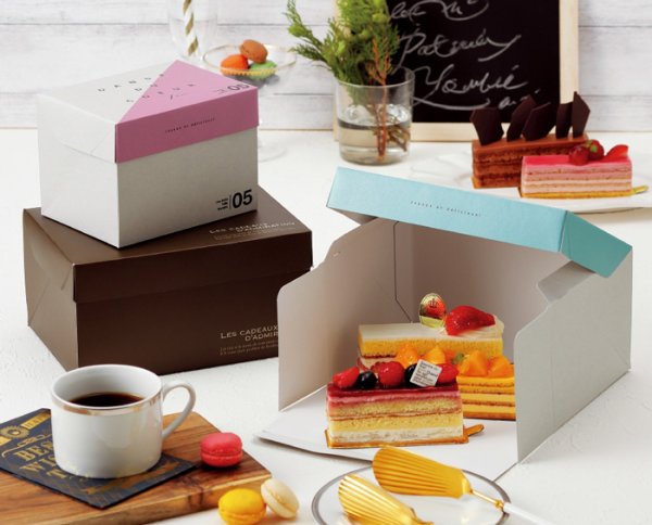 画像2: 送料無料・ギフト箱(ケーキ用)フードサービスアメール 125×90×110mmほか 全6種「100枚~400枚」 (2)