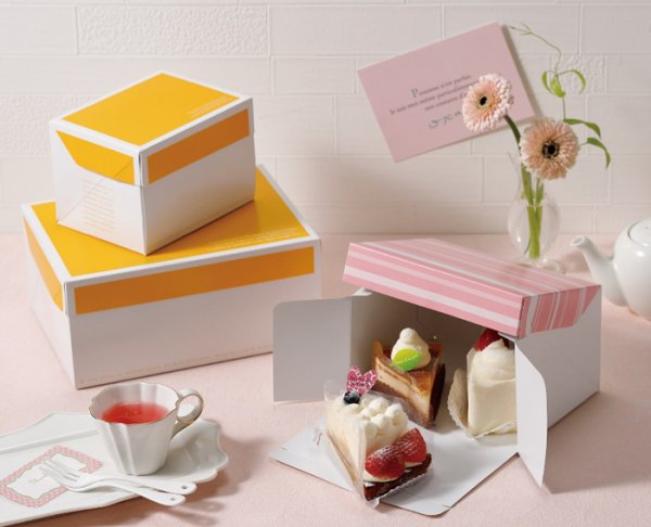 画像2: 送料無料・ギフト箱(ケーキ用)フードサービス110 HS 125×90×105mmほか 全6種「100枚~400枚」 (2)