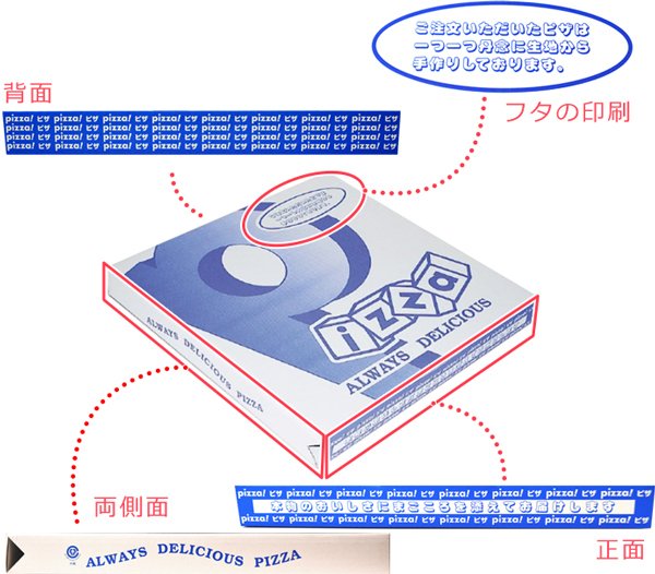画像3: 送料無料・ピザ箱 ピザP柄 8インチ~14インチ 198×198×30mmほか 全6種「100枚・1,000枚」 (3)