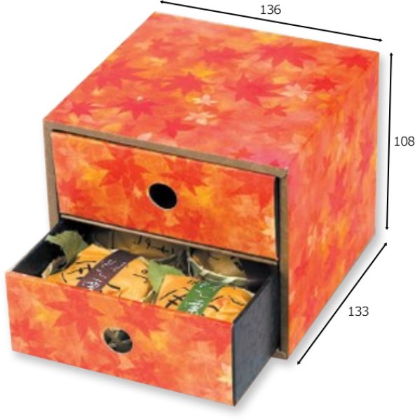 画像3: 送料無料・ギフト箱(菓子用)引き出し2段 136×133×108mm 全4種「50枚」 (3)