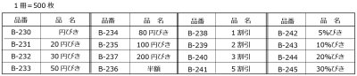 画像1: 送料無料・販促シール「値引シール（本体価格より? ・ 貼り直し防止仕様）　全16種類」40x40mm「1冊500枚」