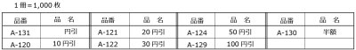 画像1: 送料無料・販促シール「値引シール（サービス品）　全7種類」31x17mm「1冊1,000枚」