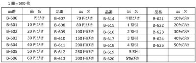 画像1: 送料無料・販促シール「値引シール（表示価格より? ・ 貼り直し防止仕様）　全26種類」40x40mm「1冊500枚」