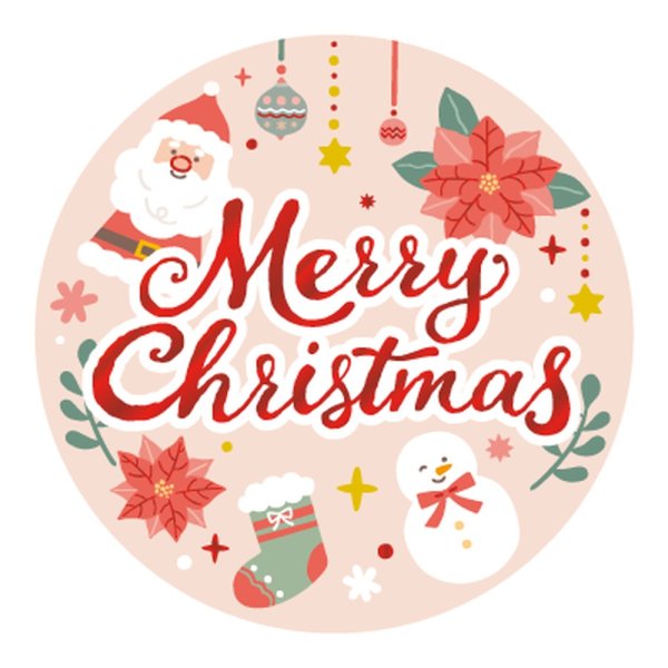 画像1: 送料無料・販促シール「Merry Christmas」 30×30mm「1冊300枚」 (1)
