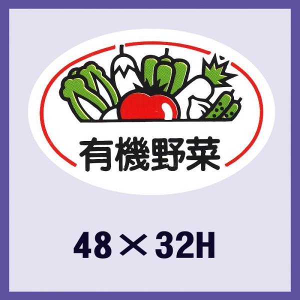 画像1: 送料無料・販促シール「有機野菜」48x32mm「1冊500枚」 (1)