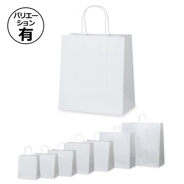 画像1: 送料無料・片ツヤ無地晒し(白)広幅手提げ紙袋 260×160×300mmほか全7種 (1)