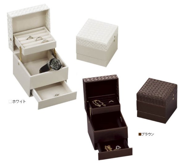 画像2: 送料無料・アクセサリー用ボックス アンジェラコレクション(2) 外寸:120×120×113mm 「1個」全2色 (2)